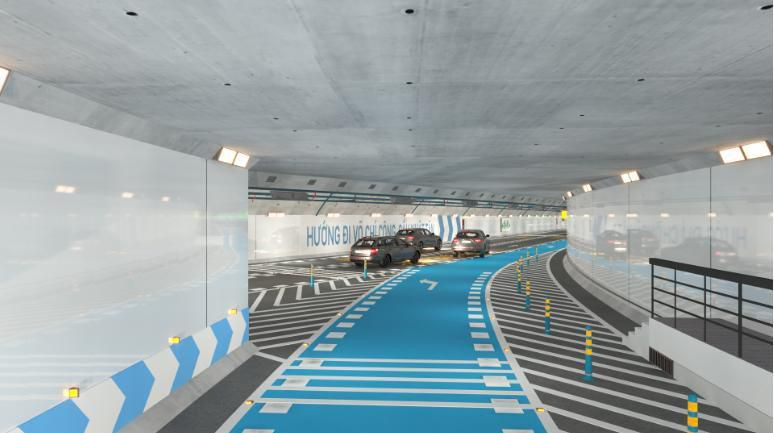 Phối cảnh lối vào tầng trên cao tốc ngầm ( hướng đi Võ Chí Công - cầu Nhật Tân).