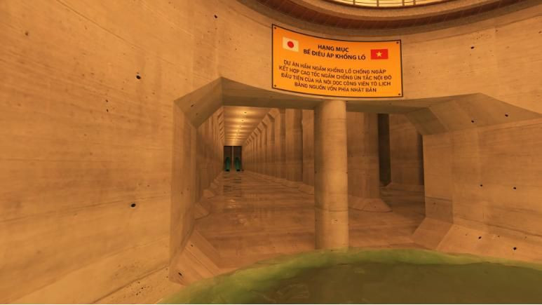 Dự án sử dụng nguồn vốn viện trợ từ phía Nhật Bản nên dự án này không phải dự án BOT, vì vậy không tổ chức thu phí cao tốc ngầm mà người dân sẽ được sử dụng miễn phí khi đi qua cao tốc ngầm nội đô đặc biệt này. Ảnh: Hạng mục bể điều áp khổng lồ.