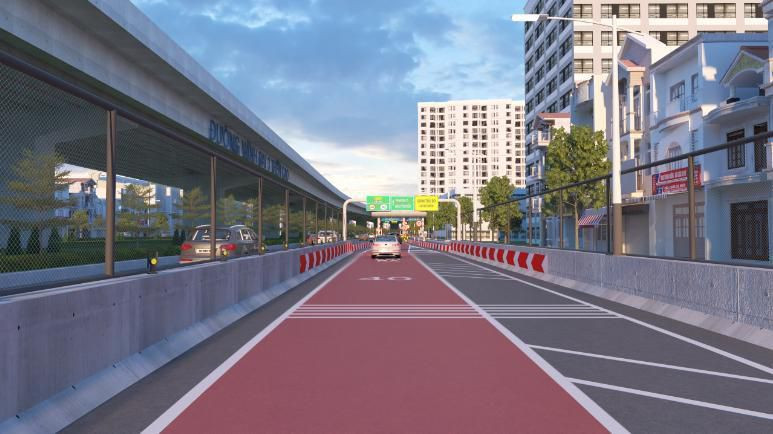 Phối cảnh lối ra điểm cuối vành đai 3 (tầng dưới).