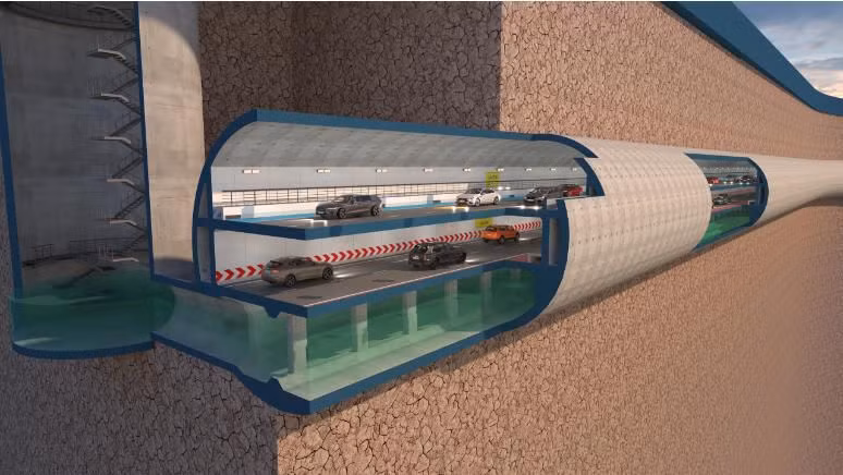 Mô hình mặt cắt mô phỏng hệ thống hầm ngầm “2 trong 1”.