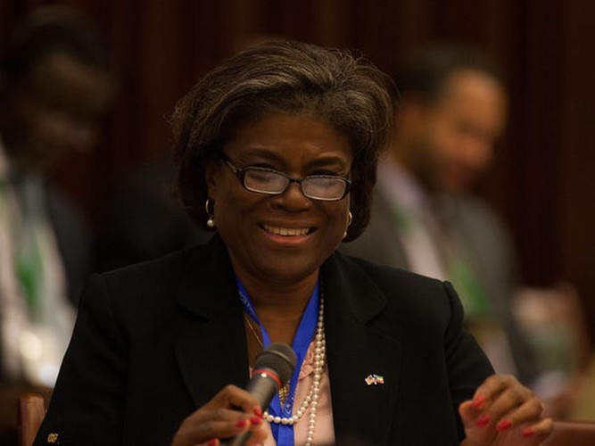 Tân Đại sứ Mỹ tại Liên Hợp Quốc Thomas-Greenfield sinh ngày 22/11/1952 tại Baker, Louisiana, Mỹ. Bà tốt nghiệp trường Đại học bang Louisiana vào năm 1974 và lấy bằng Thạc sĩ Hành chính công của Đại học Wisconsin-Madison vào năm 1975. Ảnh: Business Insider.