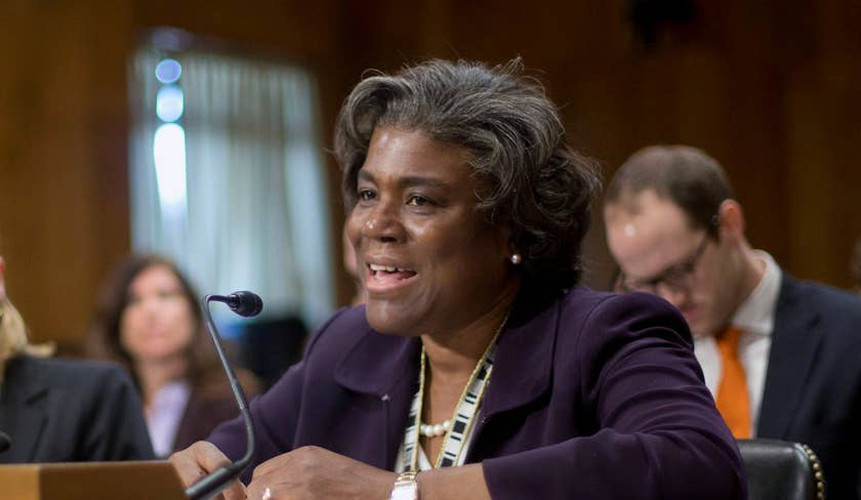 Sau khi được bổ nhiệm làm Đại sứ Mỹ tại Liên Hợp Quốc, bà Thomas-Greenfield trở thành một thành viên chủ chốt trong đội ngũ an ninh quốc gia của Tổng thống Biden, đảm nhiệm vị trí đặc phái viên chủ chốt trong nỗ lực đưa Mỹ trở lại "sân khấu" thế giới. Ảnh: AP.