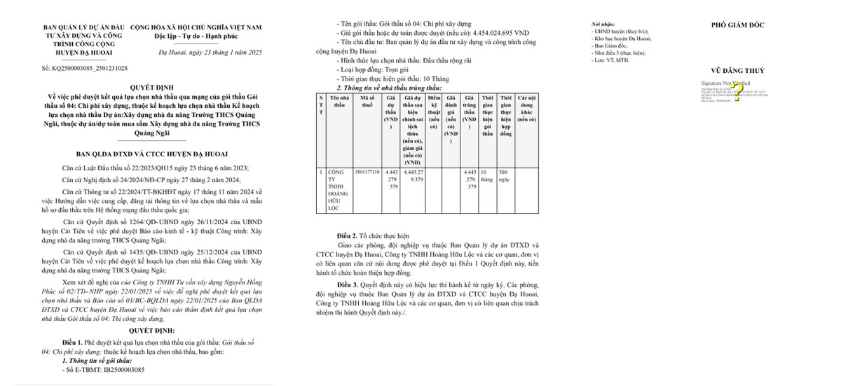 Lam Dong: Trung goi thau gan 5 ty dong, Cty Hoang Huu Loc co nang luc the nao?