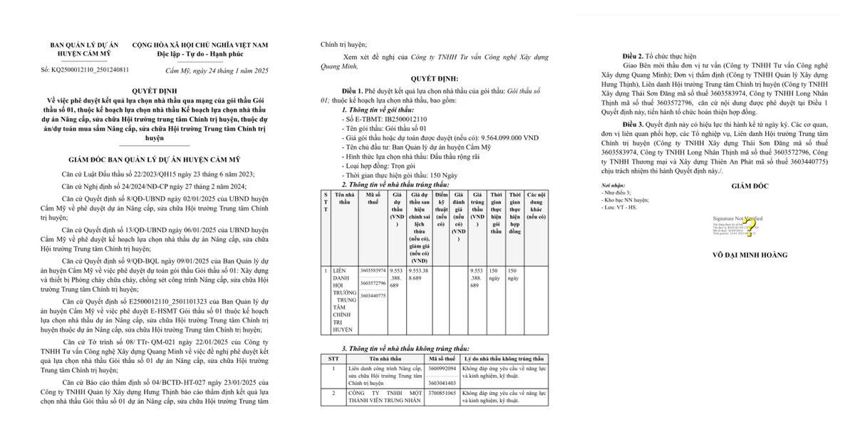 Dong Nai: Nang luc nha thau thuc hien nang cap, sua chua Hoi truong tai Cam My