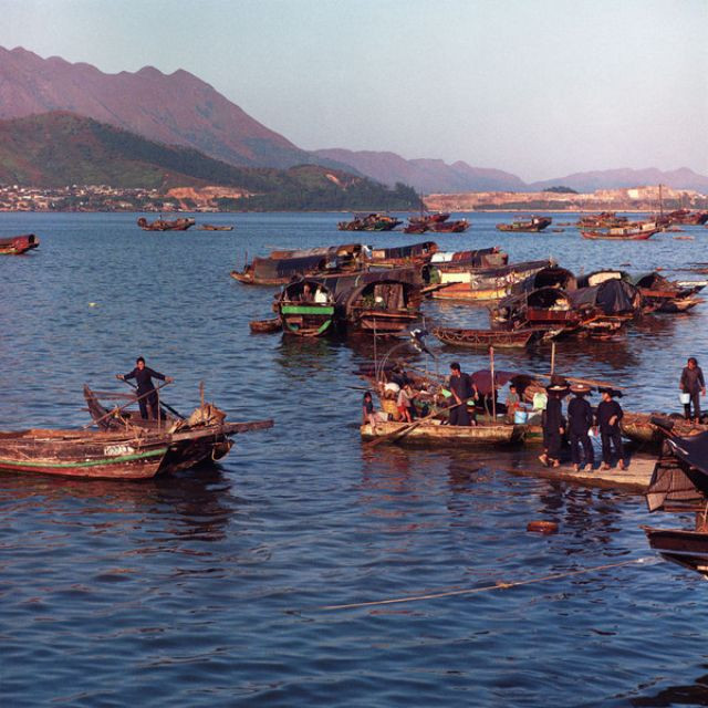 Xóm vạn chài ở vùng biển Tai Po Kau, 1974. Ảnh: Keith Macgregor.