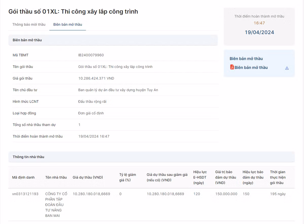 2 goi xay lap gan 50 ty o Tuy An ve tay Nang Ban Mai?