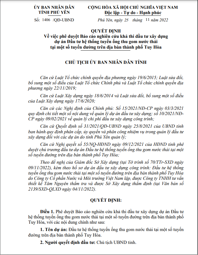 Phú Yên: Năng lực nhà thầu thi công hệ thống thoát nước thải 118 tỷ Phu Yen: Nang luc nha thau thi cong he thong thoat nuoc thai 118 ty