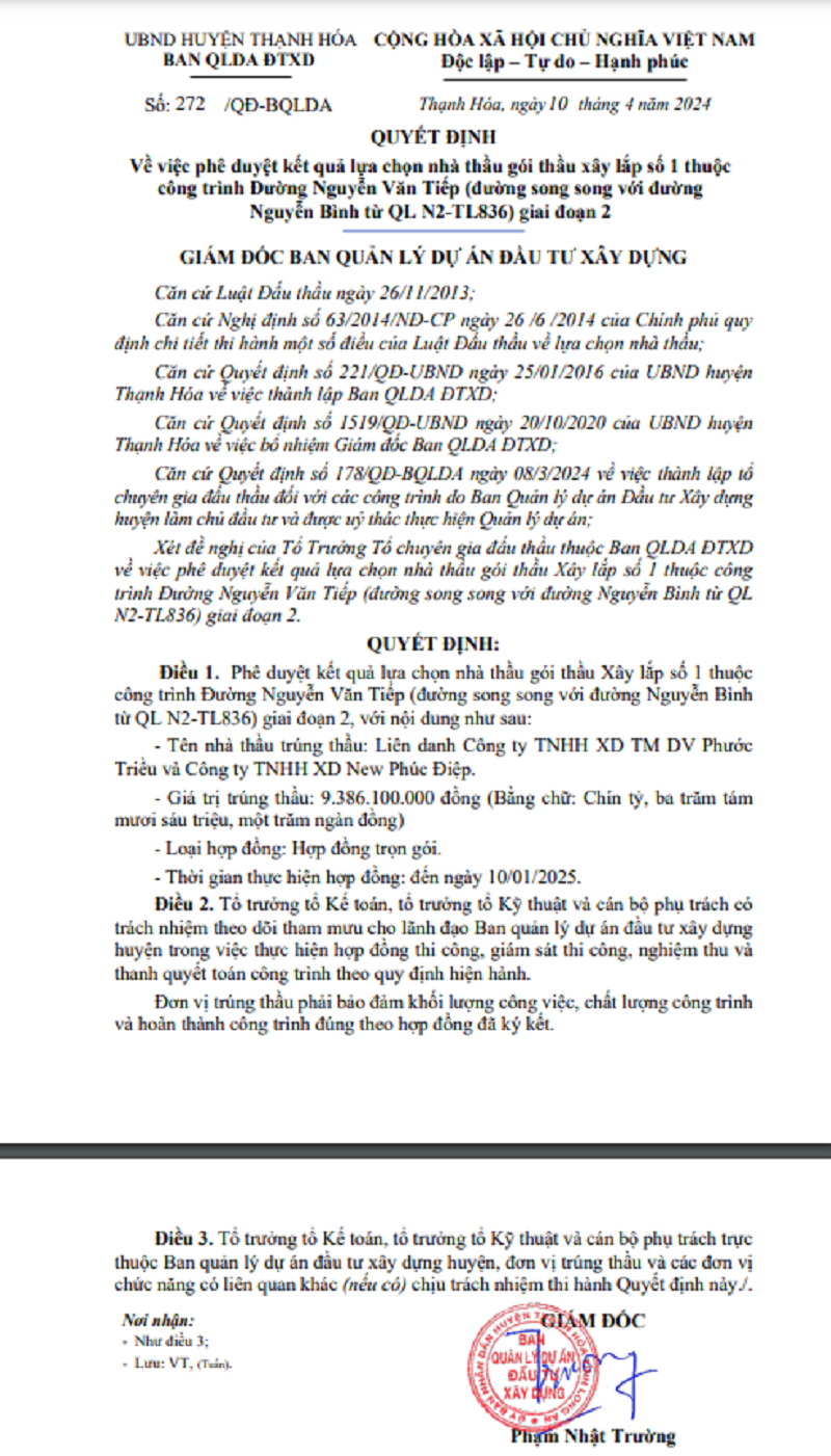 Long An: 30/33 gói thầu tại Thạnh Hóa về tay công ty Phước Triều - Hình 2 Long An: 30/33 goi thau tai Thanh Hoa ve tay cong ty Phuoc Trieu-Hinh-2