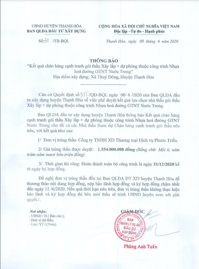 Long An: 30/33 gói thầu tại Thạnh Hóa về tay công ty Phước Triều - Hình 3 Long An: 30/33 goi thau tai Thanh Hoa ve tay cong ty Phuoc Trieu-Hinh-3