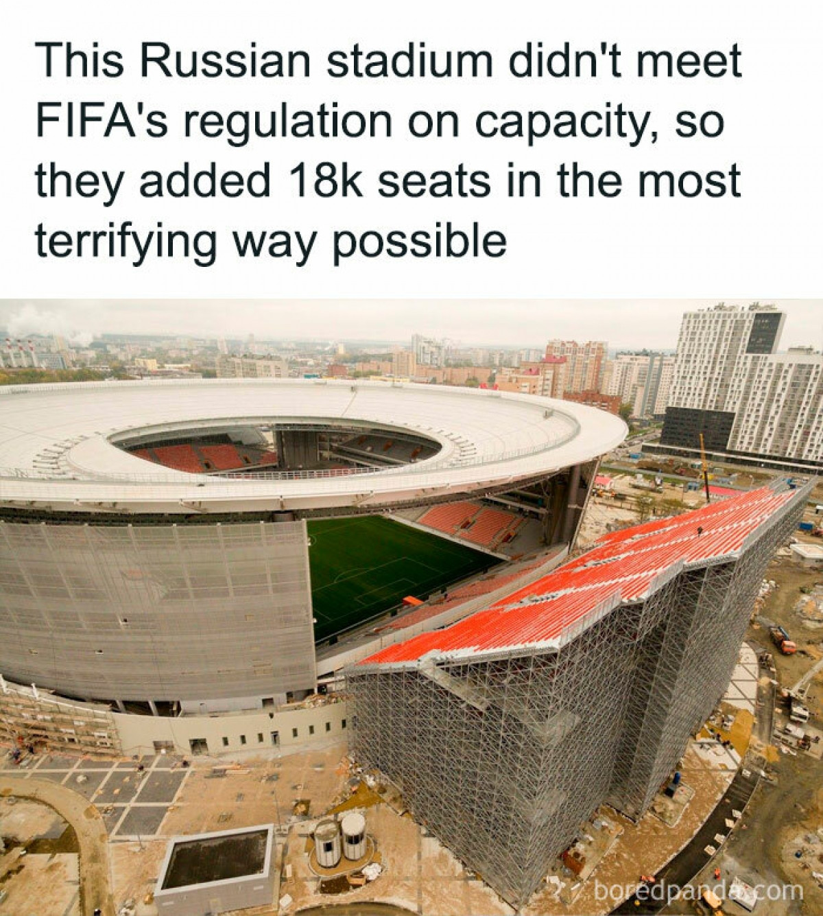 Một sân vận động của Nga được thiết kế thêm 18.000 chỗ ngồi ở bên ngoài.