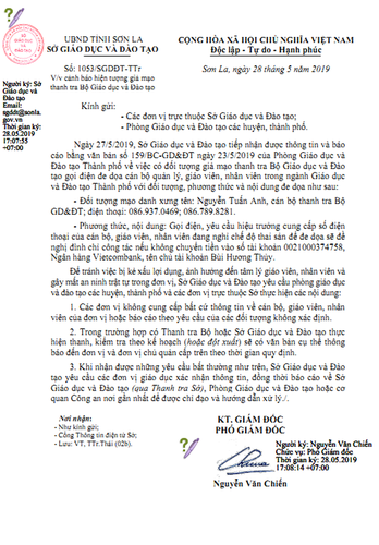  3. Giả mạo thanh tra Bộ GD&amp;ĐT, dọa tống tiền giáo viên: Mới đây, tỉnh Sơn La phát đi thông báo về việc có đối tượng Nguyễn Tuấn Anh giả mạo thanh tra Bộ GD&amp;ĐT gọi điện đe dọa cán bộ, giáo viên, nhân viên ngành giáo dục nhằm tống tiền.