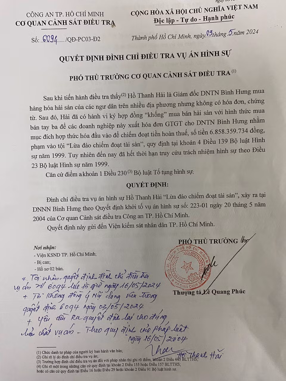 Giam doc keu cuu vi bi khoi to oan 20 nam roi... dinh chi