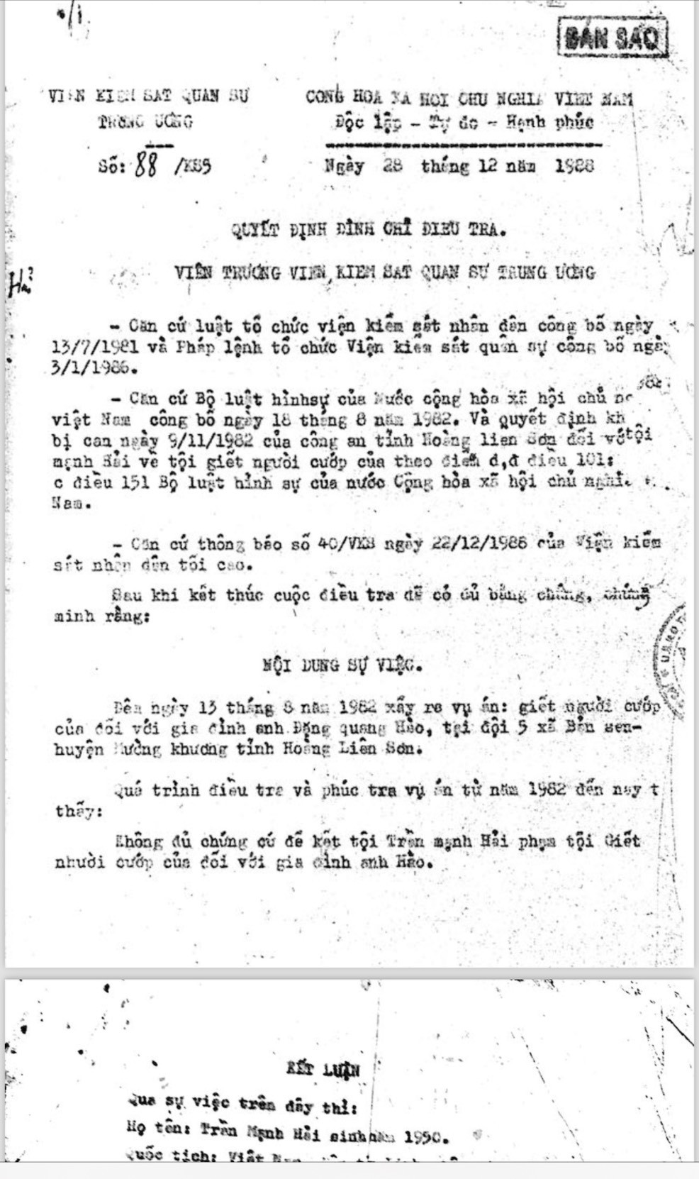 Chanh an TAND Toi cao khang nghi vu cuu chien binh kien doi boi thuong oan