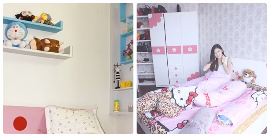 Phong cách đáng yêu, đồ dùng nhiều màu sắc tươi tắn ở phòng ngủ cũ và phòng ngủ mới khá tương đồng.