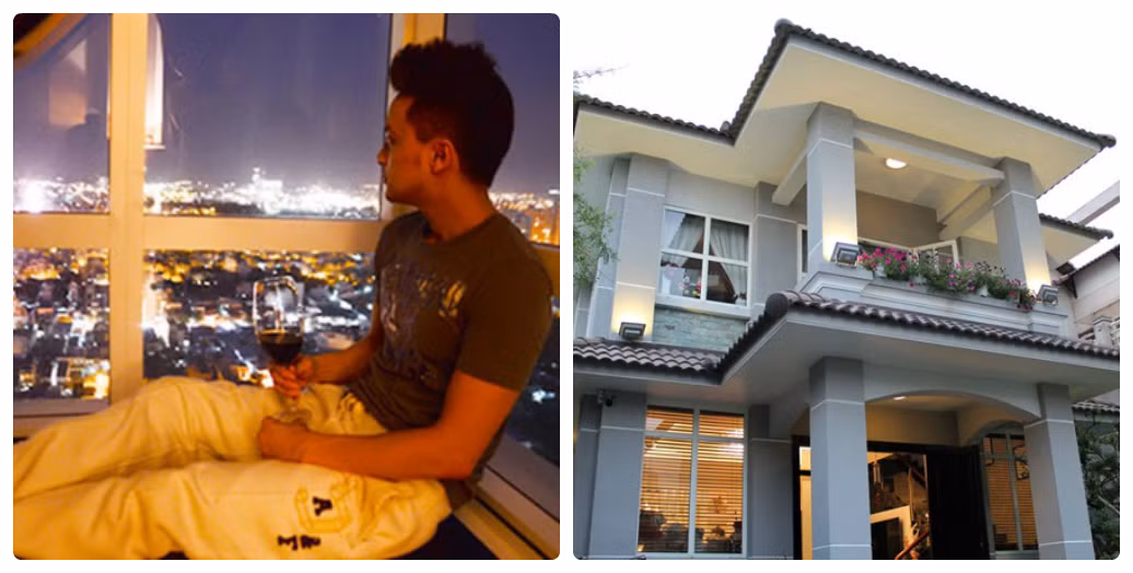 Trước khi chuyển về căn biệt thự mới ở quận 7, TP HCM (ảnh phải), ca sĩ Cao Thái Sơn từng ở một căn penthouses.