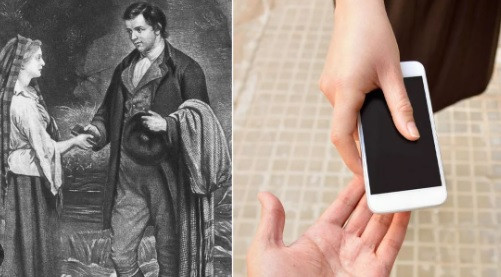 Khi xem tranh, nhiều người phát hiện một chi tiết gây tranh luận lớn đó là món đồ có hình chữ nhật, góc bo tròn mà cặp đôi cùng chạm tay vào. Một quan điểm suy đoán món đồ trong tay họ có thể là một chiếc điện thoại di động.