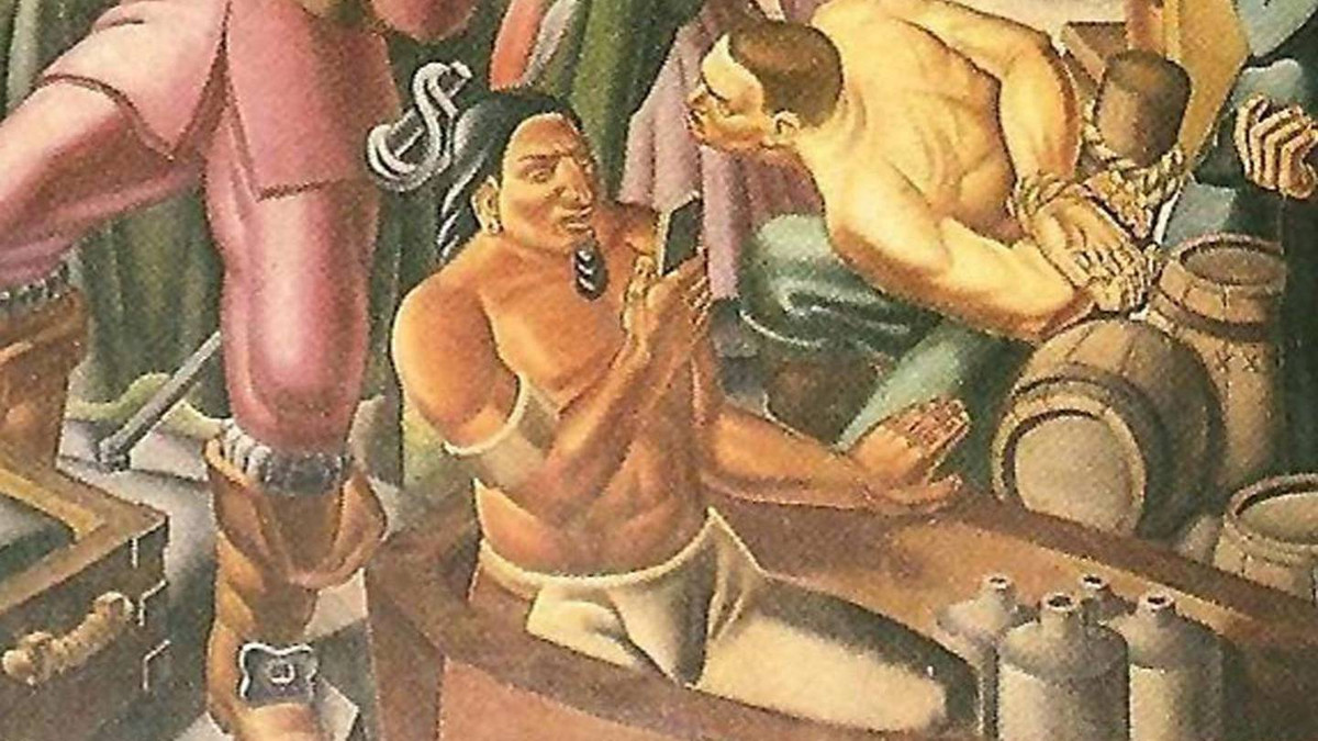 Tuy nhiên, một quan điểm khác cho rằng, món đồ trong tay thổ dân đó không phải smartphone mà có thể là một chiếc gương. Bởi lẽ bức tranh của họa sĩ Umberto mô tả cảnh các thổ dân da đỏ kinh ngạc trước những thứ thương gia bán lông thú người Anh William Pynchon mang đến châu Mỹ. Trong số này có thể có một chiếc gương nhỏ hình chữ nhật.