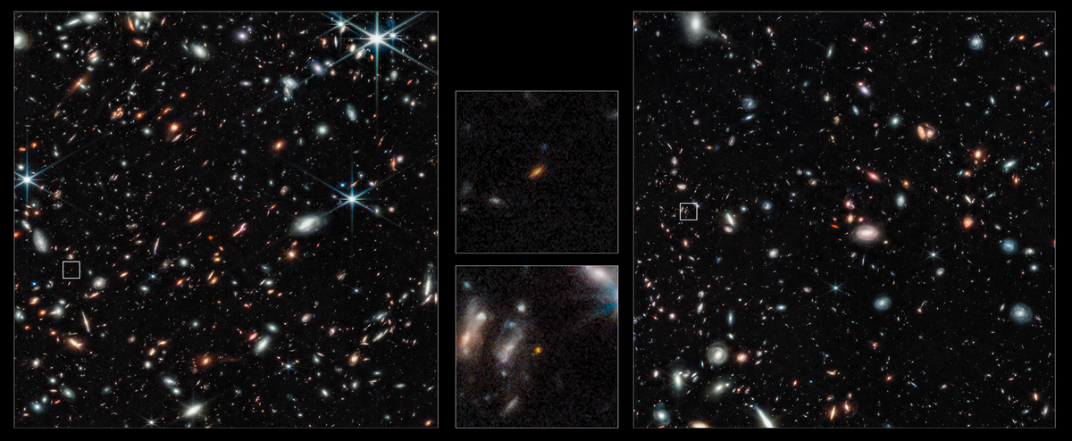 Theo các nhà nghiên cứu, 2 thiên hà trên chính là đại diện của lớp thiên hà cổ xưa nhất. Những "đứa con của Big Bang" có ánh sáng bùng lên xuyên qua lớp khí hydro rất mỏng tạo nên vũ trụ sơ khai.