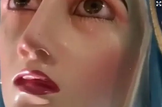 Theo các nhân chứng, những giọt nước mắt đã chảy ra từ mắt của bức tượng Đức Mẹ Maria rồi lăn xuống má trước sự chứng kiến của nhiều người.