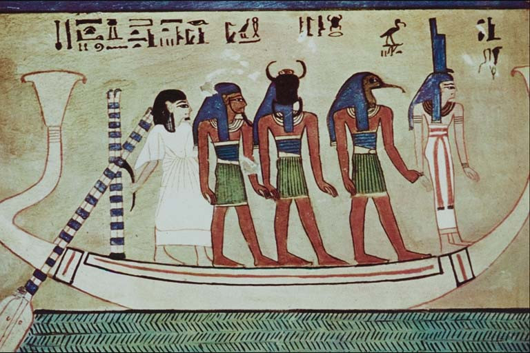 Trong đó, khi tới gần Duat, các linh hồn sau khi qua đời sẽ phải vượt qua các cánh cửa được những sinh vật nửa người nửa thú đáng sợ với tên gọi như "Kẻ hút máu tới từ lò mổ" canh giữ, bảo vệ.