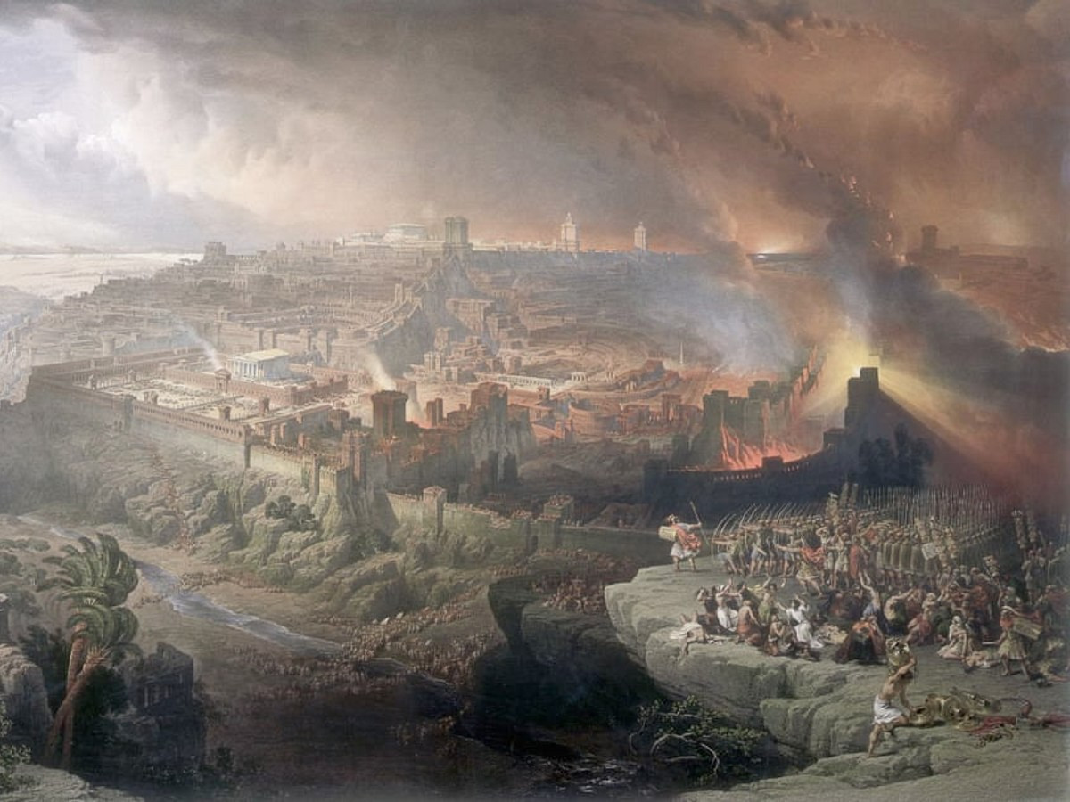 Theo lệnh của hoàng đế Titus, quân sĩ La Mã tàn sát hơn 1 triệu người, phá hủy nhiều tòa nhà và cướp bóc khắp thành Jerusalem. Nhiều người dân địa phương bị bắt và đem bán làm nô lệ.