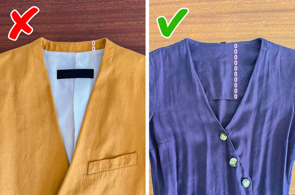 2. Chú ý mặt trong sản phẩm. Khi chụp ảnh, chủ shop thường chú trọng mặt ngoài sản phẩm. Do vậy, bạn nên chú ý cả mặt trong sản phẩm. Thông qua hình ảnh, bạn có thể nhận định sản phẩm có được may cẩn thận hay không; quần áo có dễ bị sờn chỉ hay không.