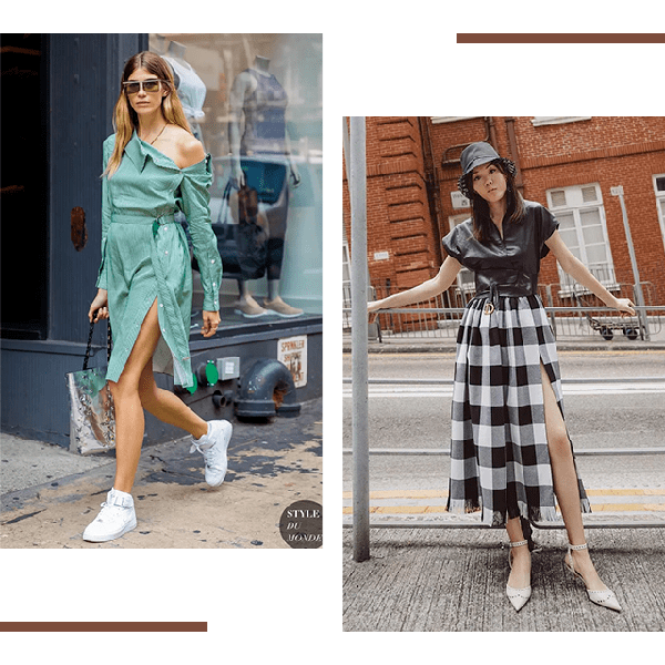 Váy xẻ tà bên. Tương tự váy xẻ tà trước, kiểu xà tà bên mang tới vẻ thanh lịch, gợi cảm và cảm giác thoải mái khi sải bước. Đặc biệt, dáng váy này giúp người mặc che khéo khuyết điểm chân cong, chân to rất tốt.