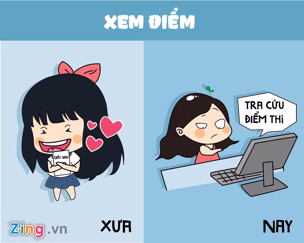 Cảm giác hồi hộp nhất là thời gian xem điểm. Nếu ngày ấy thí sinh ở nhà chờ nhà trường gửi giấy báo điểm, bây giờ chỉ cần một cú click chuột là có thể tra cứu điểm số của mình.