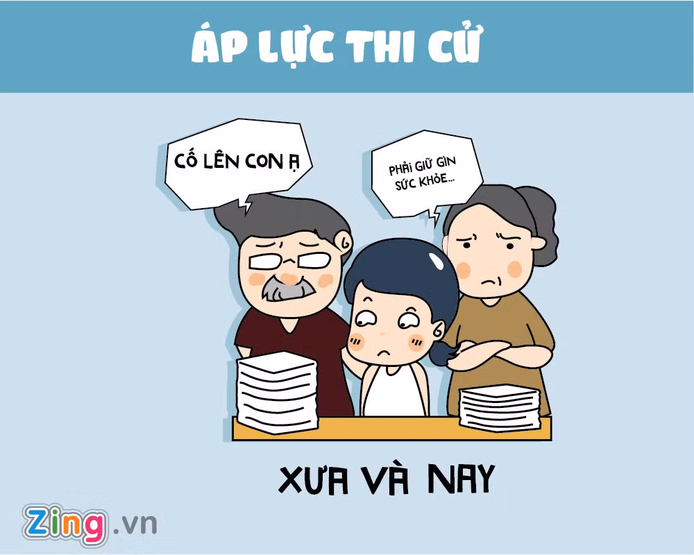 Mặc dù chuyện thi cử có khác nhau là thế, áp lực thi cử thì thời nào cũng giống nhau. Các thí sinh luôn là sự kỳ vọng lớn lao nhất của cha mẹ.