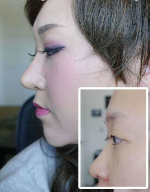 Thoạt nhìn, cách trang điểm này thực sự đã giúp cô gái này tạo nên một chiếc mũi cao như thật.