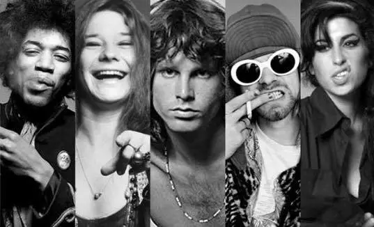 8. The 27 Club: Nhiều nghệ sĩ nổi tiếng qua đời ở tuổi 27, bao gồm Robert Johnson, Jimi Hendrix, Janis Joplin, Jim Morrison, Kurt Cobain, và Amy Winehouse. Lời nguyền này gây ám ảnh cho giới nghệ sĩ với những cái chết liên quan đến trầm cảm và nghiện ngập.