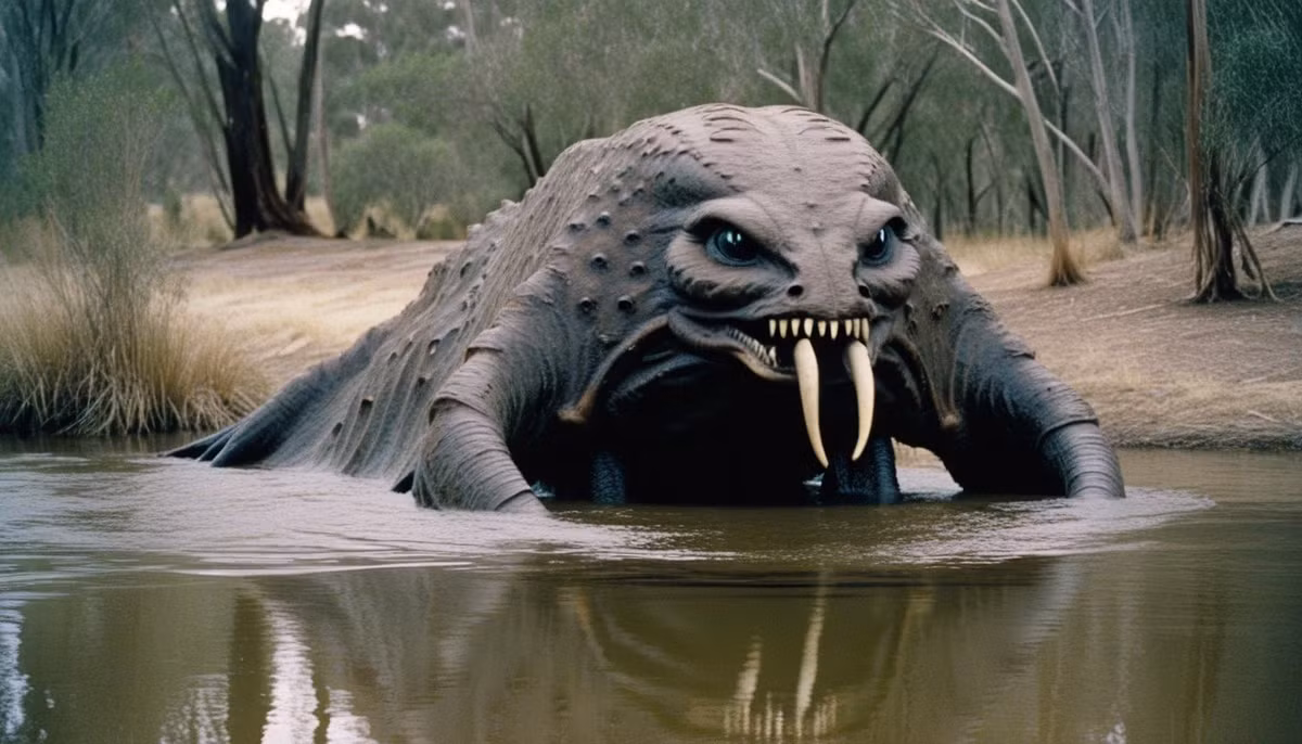 3. Bunyip: Bunyip là một quái vật linh thiêng trong văn hóa của người da đỏ Úc. Nó sống trong các con sông, đầm lầy và ao tù, và thường xuất hiện vào ban đêm để săn mồi. Tiếng kêu của Bunyip có thể nghe được từ xa, nhưng mô tả về ngoại hình của nó khác nhau.