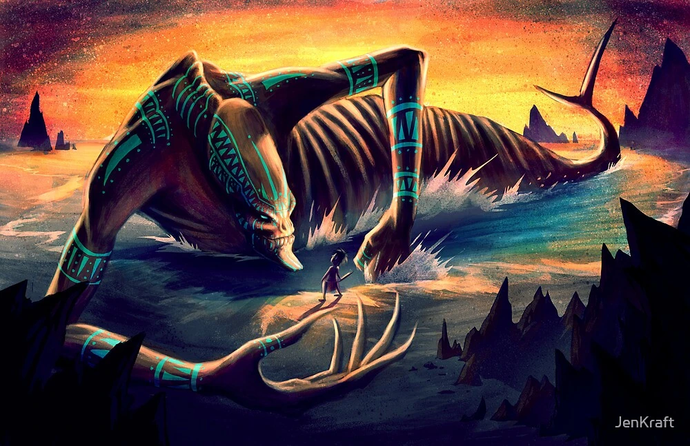 5. Muldjewangk: Muldjewangk là một loài quái vật sống ở sông Murray và hồ Alexandrina ở Nam Úc. Câu chuyện về Muldjewangk thường được kể lại nhằm cảnh báo về các khu vực nước nguy hiểm.