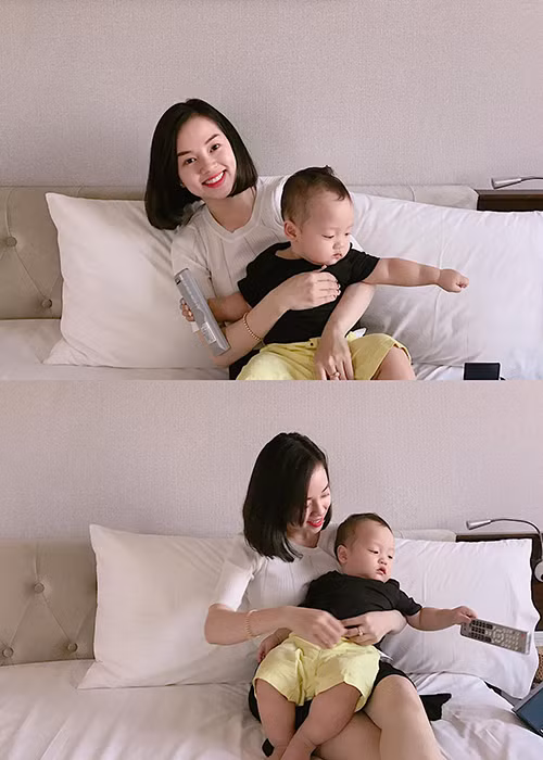 Ly Kute còn xúc động viết: “Cuối tháng con trai mẹ tròn 1 tuổi rồi, sắp thành cậu bé có tuổi rùi nhé, phải ngoan nghe lời bà và mẹ rõ chưa, củ khoai tây hay cười”. (Ảnh: FBNV)