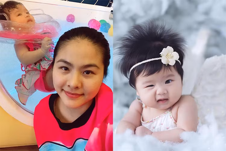 Sau đám cưới vào tháng 1/2016, ngày 4/10/2016, nữ diễn viên Vân Trang sinh con gái đầu lòng Nhỏ Xíu. Bé là kết quả tình yêu của người đẹp và doanh nhân Hữu Quân. Mới đây, sau thời gian dài giấu kín, vợ chồng Vân Trang đã công khai hình con gái. (Ảnh: FBNV) 