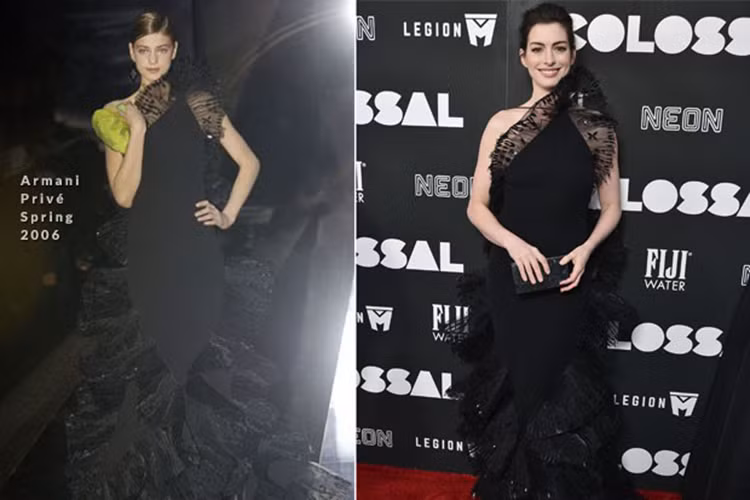 Báo giới phát hiện bộ đầm này không phải là thiết kế mới nhất mà thuộc BST Xuân 2006 của Armani Privé. Diện váy cũ lên thảm đỏ là điều ít khi xảy ra ở Hollywood.