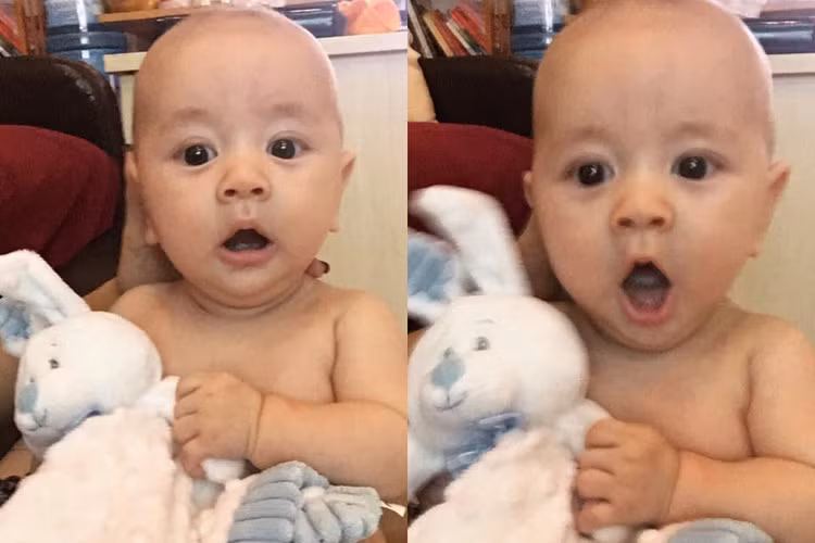 Thảo Trang thường xuyên ghi lại biểu cảm dễ thương của con trai và chia sẻ trên trang cá nhân. Ảnh: FBNV