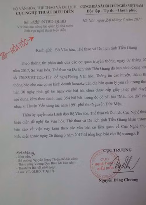 Cuc NTBD vao cuoc vu cam ca khuc 