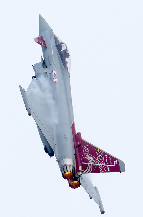 Chiếc Typhoon gần như bay thẳng đứng.