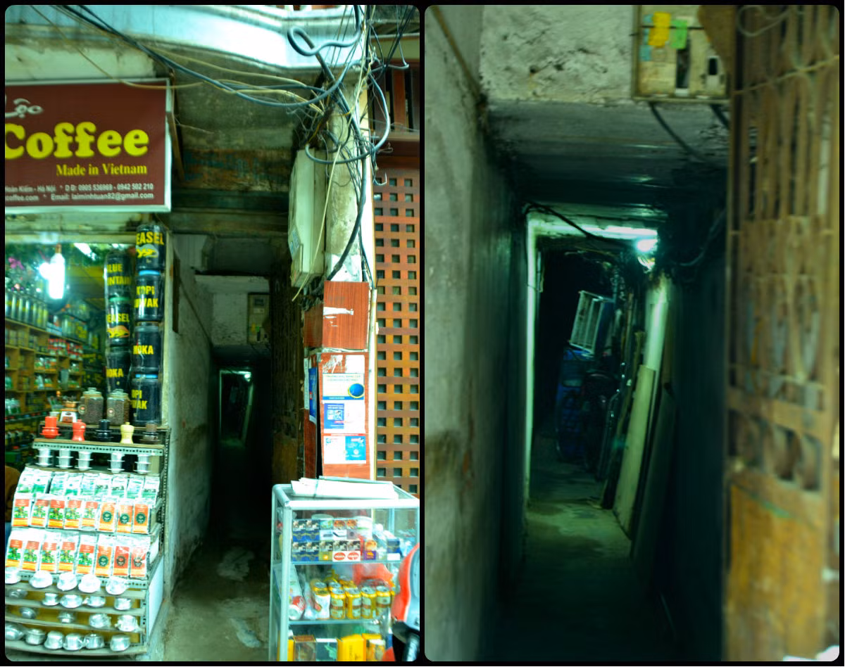 Điển hình như ngõ 103 Hàng Buồm, chiều rộng ngõ chỉ hơn 60 cm và cao vừa hơn đầu người. Đến một chiếc xe đạp cũng khá khó khăn để lọt qua.