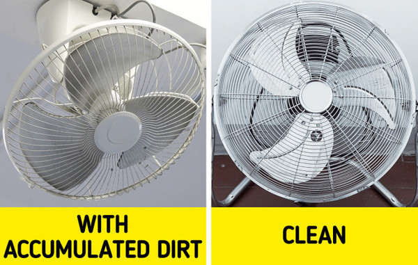 Làm sạch quạt: Làm sạch quạt thực sự là “ác mộng” của nhiều chị em khi dọn nhà dịp Tết. Vật dụng này có cấu tạo phức tạp, rất khó để thao tác. Nếu không muốn phải tháo rời, bạn trộn 2 thìa baking soda, 1 thìa xà phòng lỏng và 1 cốc giấm cho vào bình xịt. Tiến hành xịt, thoa chất tẩy lên quạt rồi dùng túi nilong phủ lên quạt trong 5 phút. Tất cả bụi bẩn sẽ ở rơi vào túi, giúp bạn tiết kiệm thời gian.