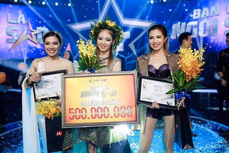 Cuộc thi Bạn là ngôi sao mùa đầu tiên vừa khép lại với chiến thắng thuộc về Liz Kim Cương. Cô đã đánh bại Shin Nguyễn Hồng Vinh và Kiều Oanh để trở thành quán quân. Ảnh: Fanpage