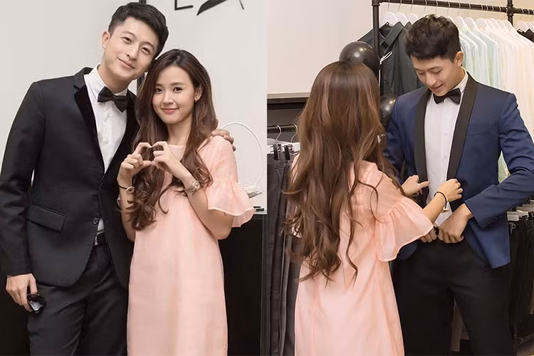 Hình ảnh Midu ân cần chỉnh trang phục cho Harry Lu từng khiến fans thêm tin vào nghi vấn cả hai có mối quan hệ trên mức đồng nghiệp. Ảnh: FBNV