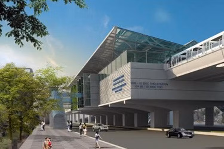 Ga S5 Lê Đức Thọ nằm trên đường Hồ Tùng Mậu gần Đại học Thương mại.