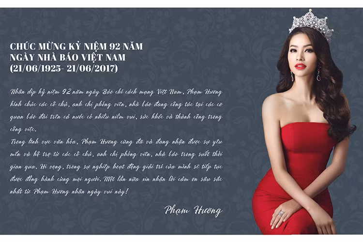 Phạm Hương cũng đăng tải dòng tâm sự về ngày Báo chí Cách mạng Việt Nam.