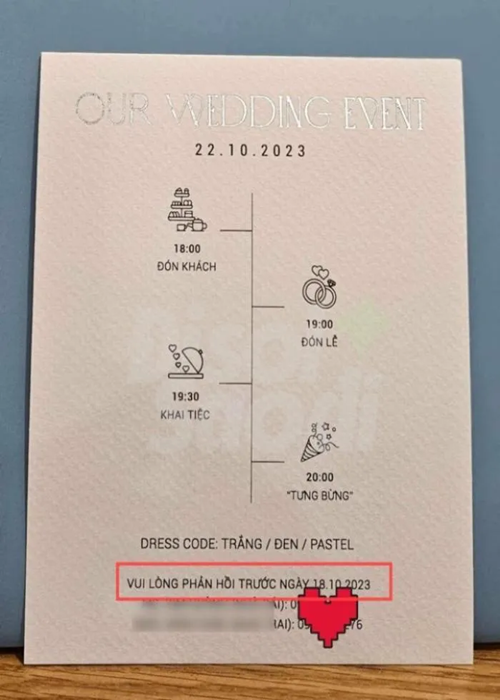 Khách mời được yêu cầu diện trang phục tông màu trắng, đen và pastel. Ngoài ra, khách mời xác nhận tham dự trước ngày 18/10. Ảnh: Saostar.