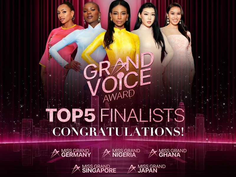 Top 5 giải Grand Voice Award gồm Đức, Nigeria, Ghana, Singapore và Nhật Bản. Ảnh: Miss Grand International.