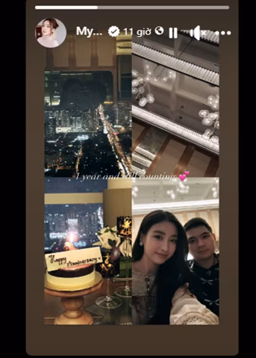 Hoa hau Do My Linh va chong thieu gia ky niem 1 nam cuoi