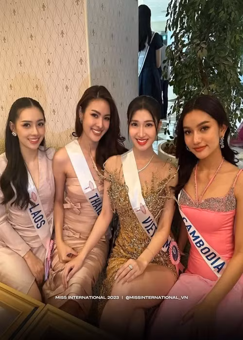 Phương Nhi đọ sắc đại diện Thái Lan, Lào và Campuchia. Ảnh: Miss International Vietnam.