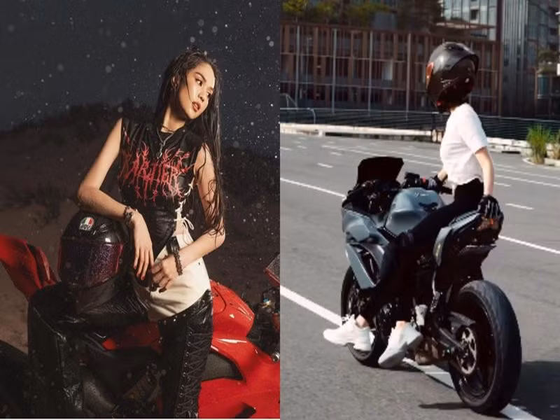 Giữa ồn ào, Ngọc Trinh đăng tải hình ảnh bên mô tô và hứa hẹn sẽ lái xe trở lại sau 1 tháng bị ngã vì “diễn xiếc”. Ảnh: Saostar.